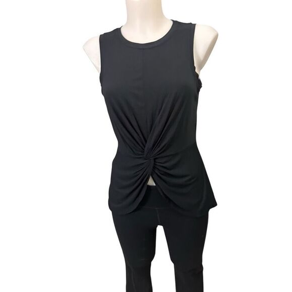 Sweaty Betty Twist‎ Front stretchy Tank Top in Black Minimalist sz US 4 - Picture 1 of 7
